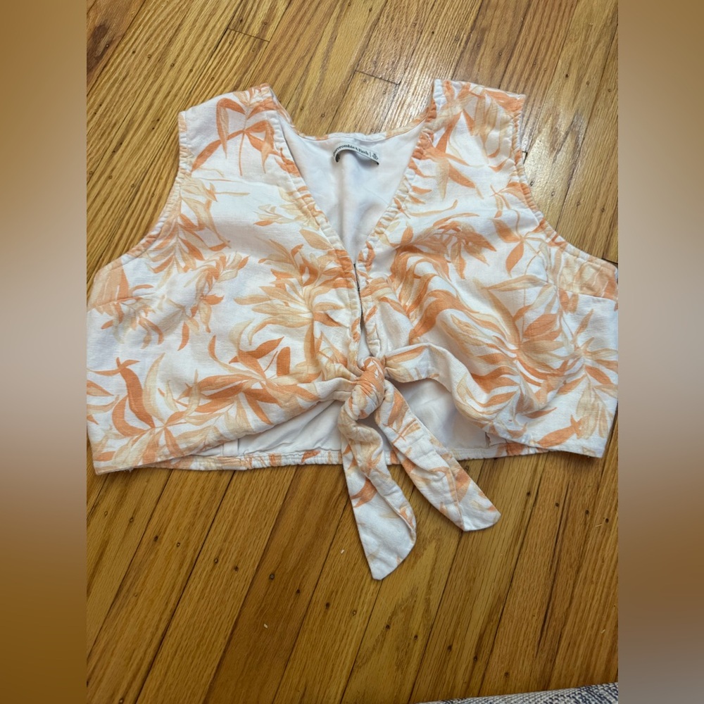 Abercrombie Linen Floral Tie-Front Women Top